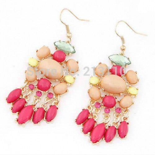 Colorful Rhinestone Water Drop Shaped Dangle Earring